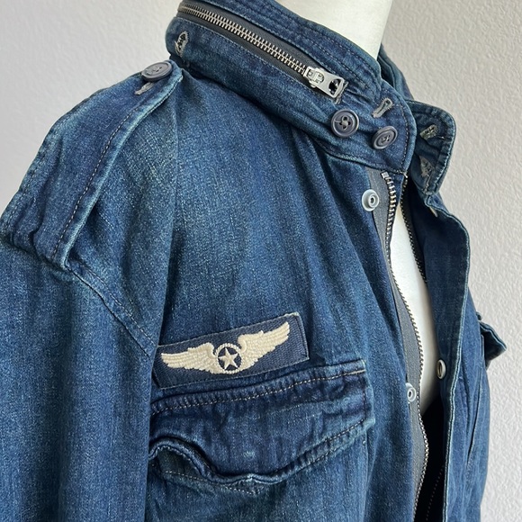 Polo Ralph Lauren Men’s USA Flag Military Patch Denim Field Jacket Size XL - Picture 8 of 16